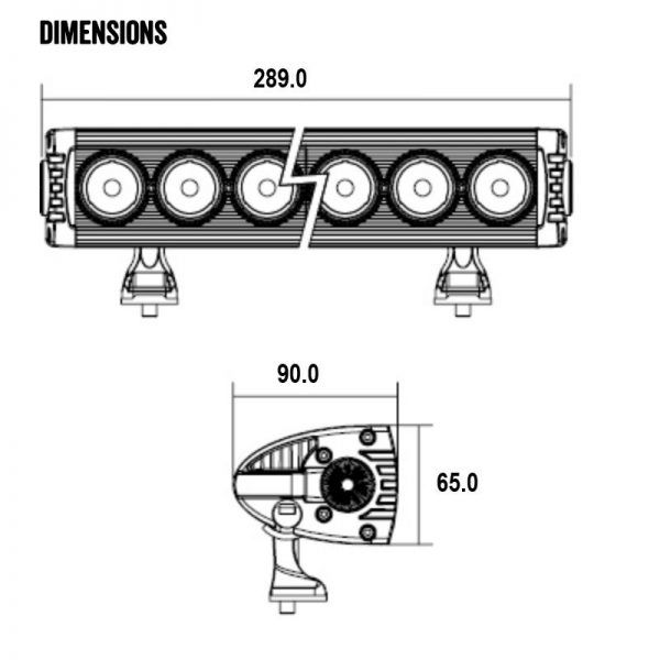 Cross section drawing of Roadvision 10 inch lights | Featured Image for ROADVISION 10 Inch 60w Product Page.